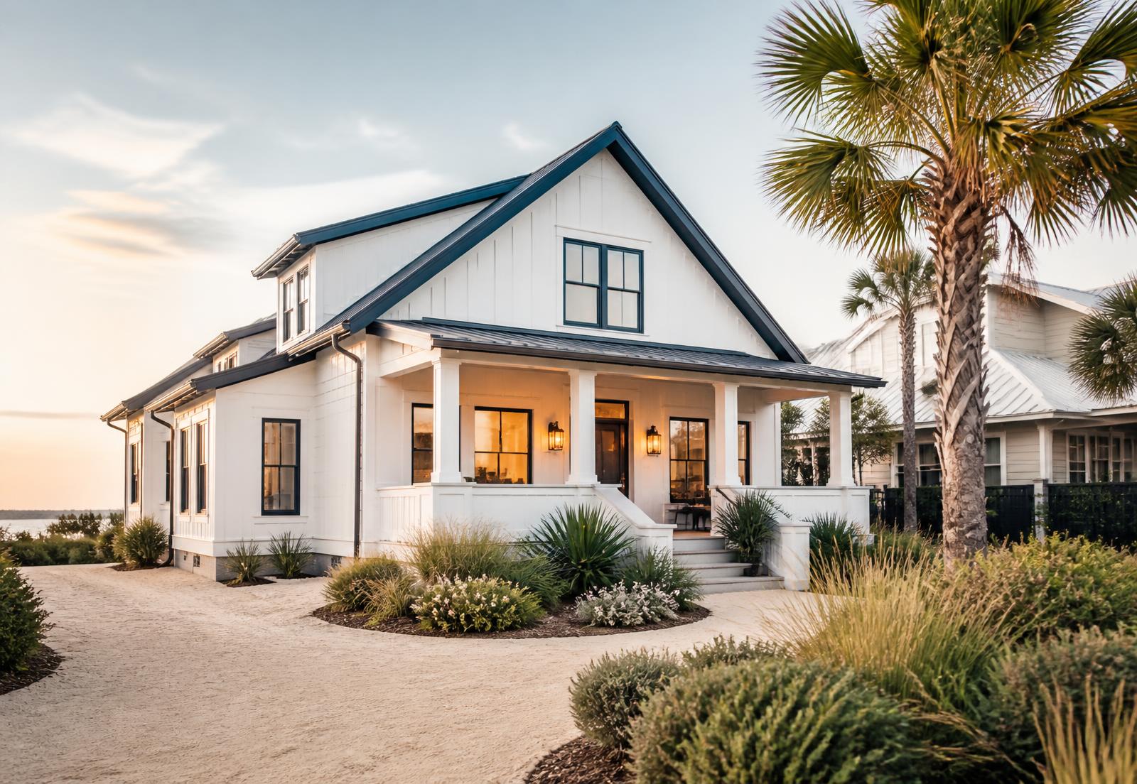 Coastal rental home prepared and rent-ready at golden hour